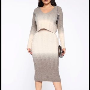 Knits Over Sweater Skirt Set- Natural Grey